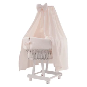 Culla Miss completa con velo, riduttore e materassino - Rosa talco