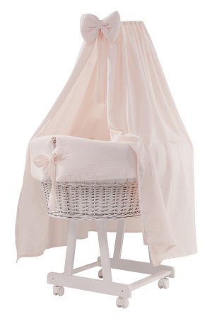 Culla Miss completa con velo, riduttore e materassino - Rosa talco