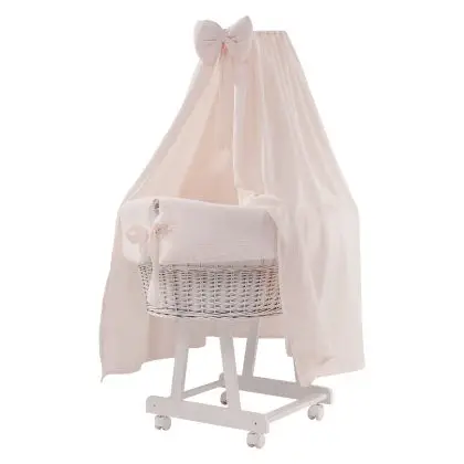 Culla Miss completa con velo, riduttore e materassino - Rosa talco