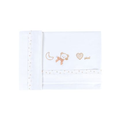 Set lenzuolino 3 pezzi per culla e carrozzina Lila - Tortora