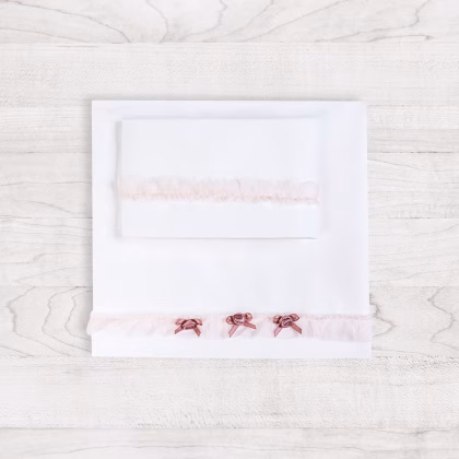 Set lenzuolino 3 pezzi per culla e carrozzina Stripe Rosa