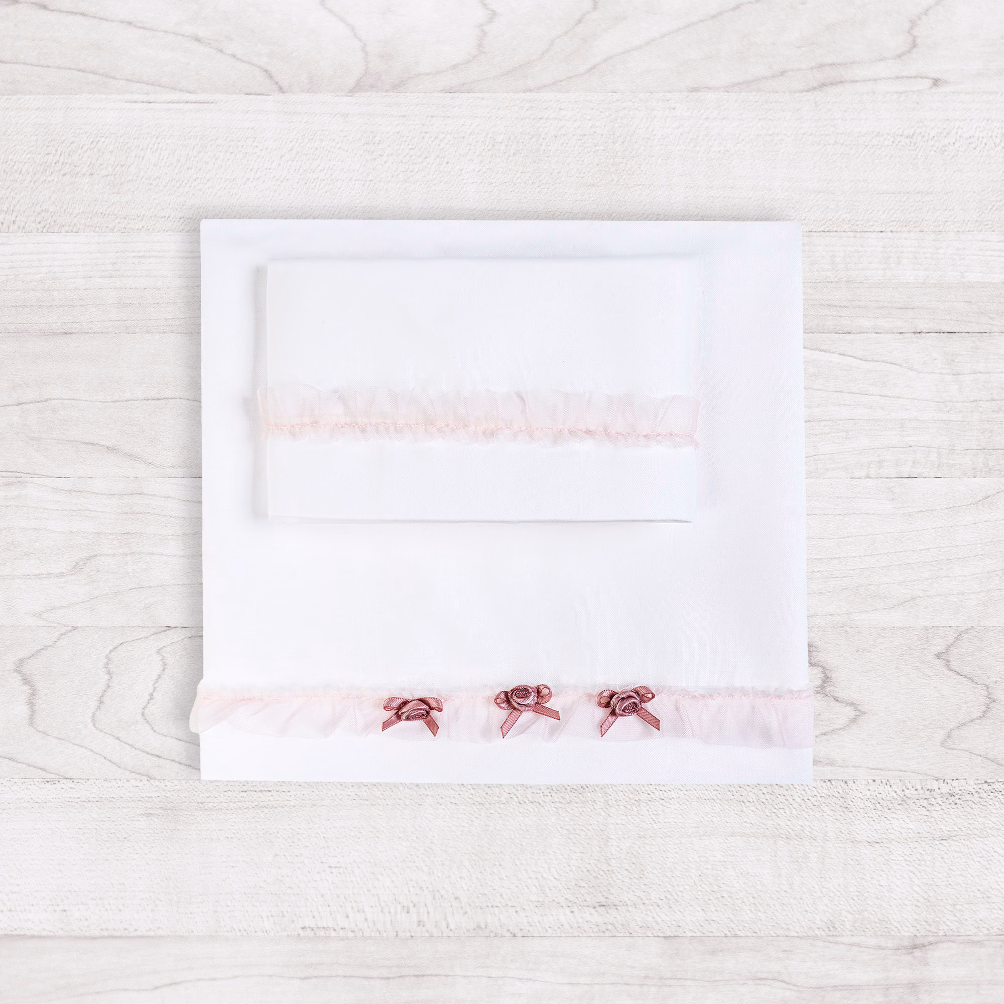 Set lenzuolino 3 pezzi per culla e carrozzina Stripe Rosa