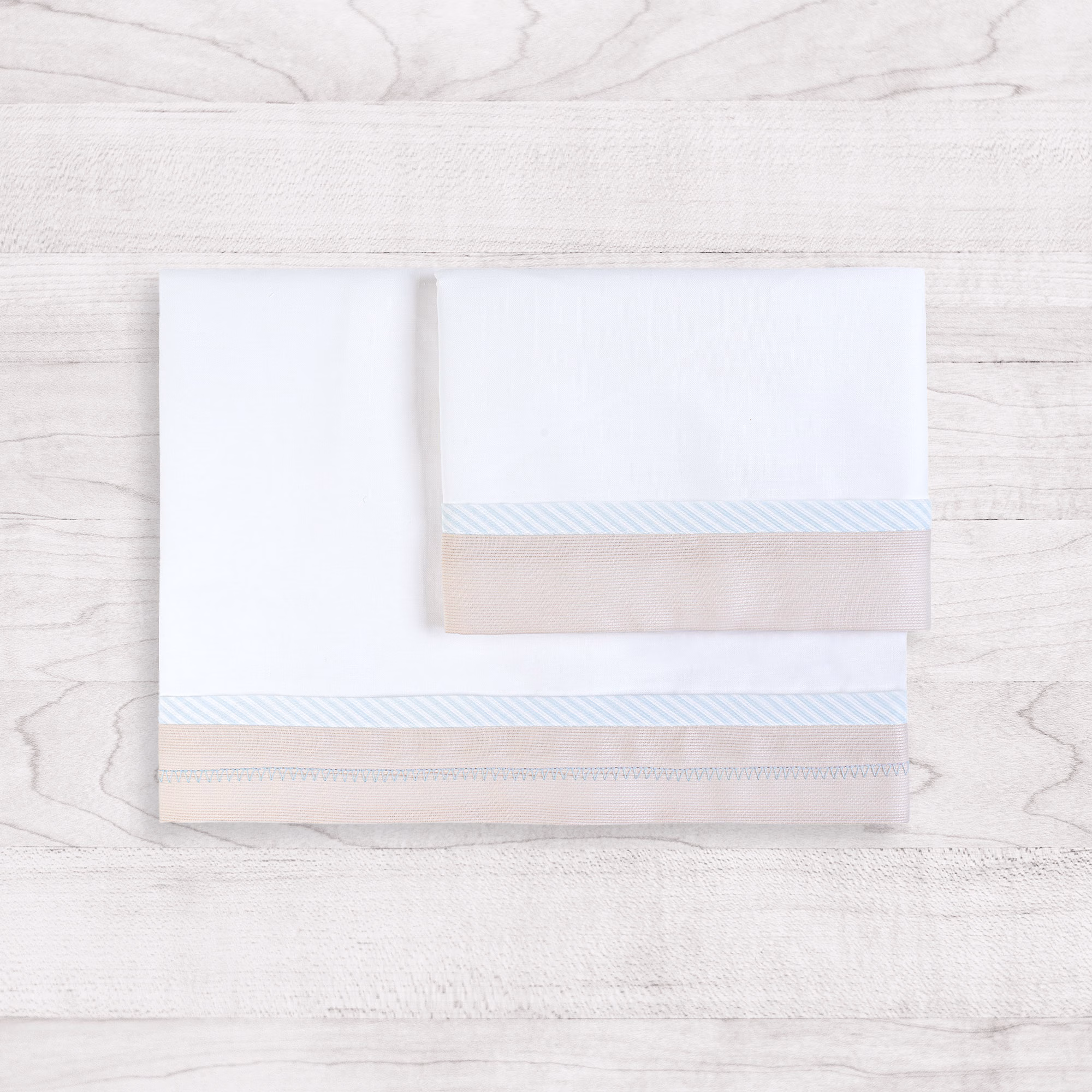 Set lenzuolino 3 pezzi per culla e carrozzina Stripe Azzurro