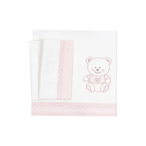 Set lenzuolino letto 3 pezzi pois Nenè - Rosa