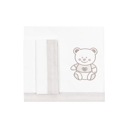 Set lenzuolino letto 3 pezzi pois Nenè - Tortora